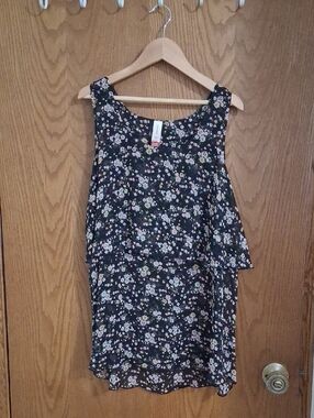 No Boundaries Black Floral Layered Tank Top